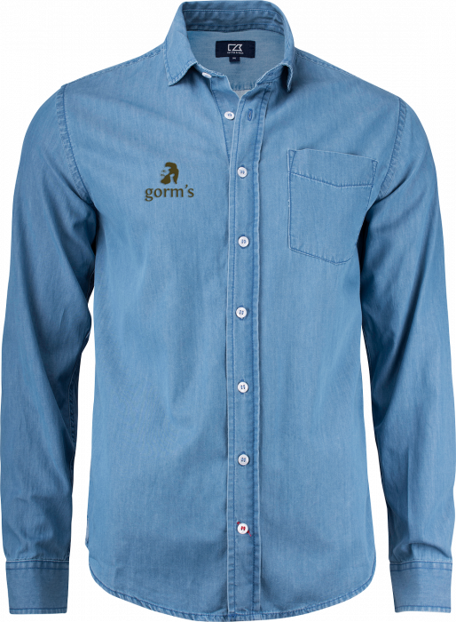 Cutter & Buck - Gorm's Denim Skjorte Herre (Broderet Logo) - jeans blue